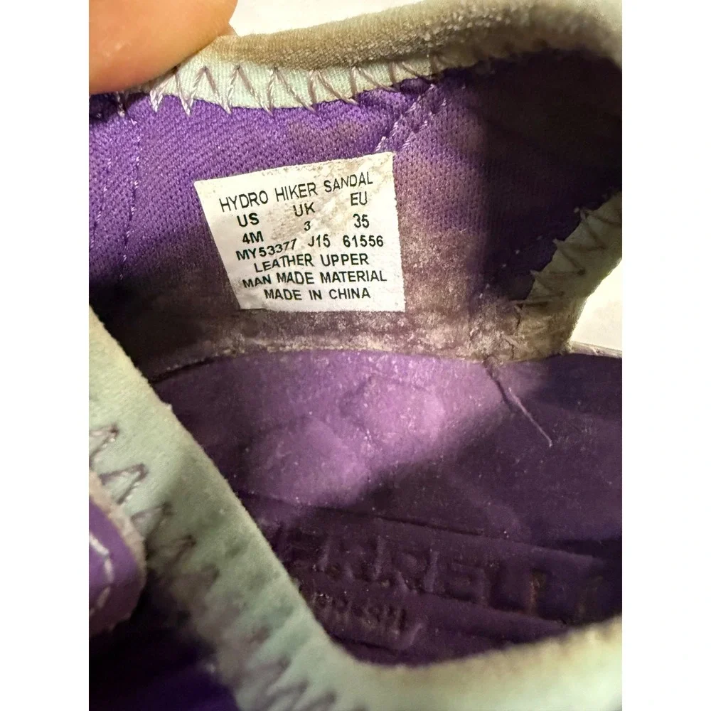 Merrell Hydro Hiker Sandal Purple Teal Leather Girls Kids Size 4M MY53377